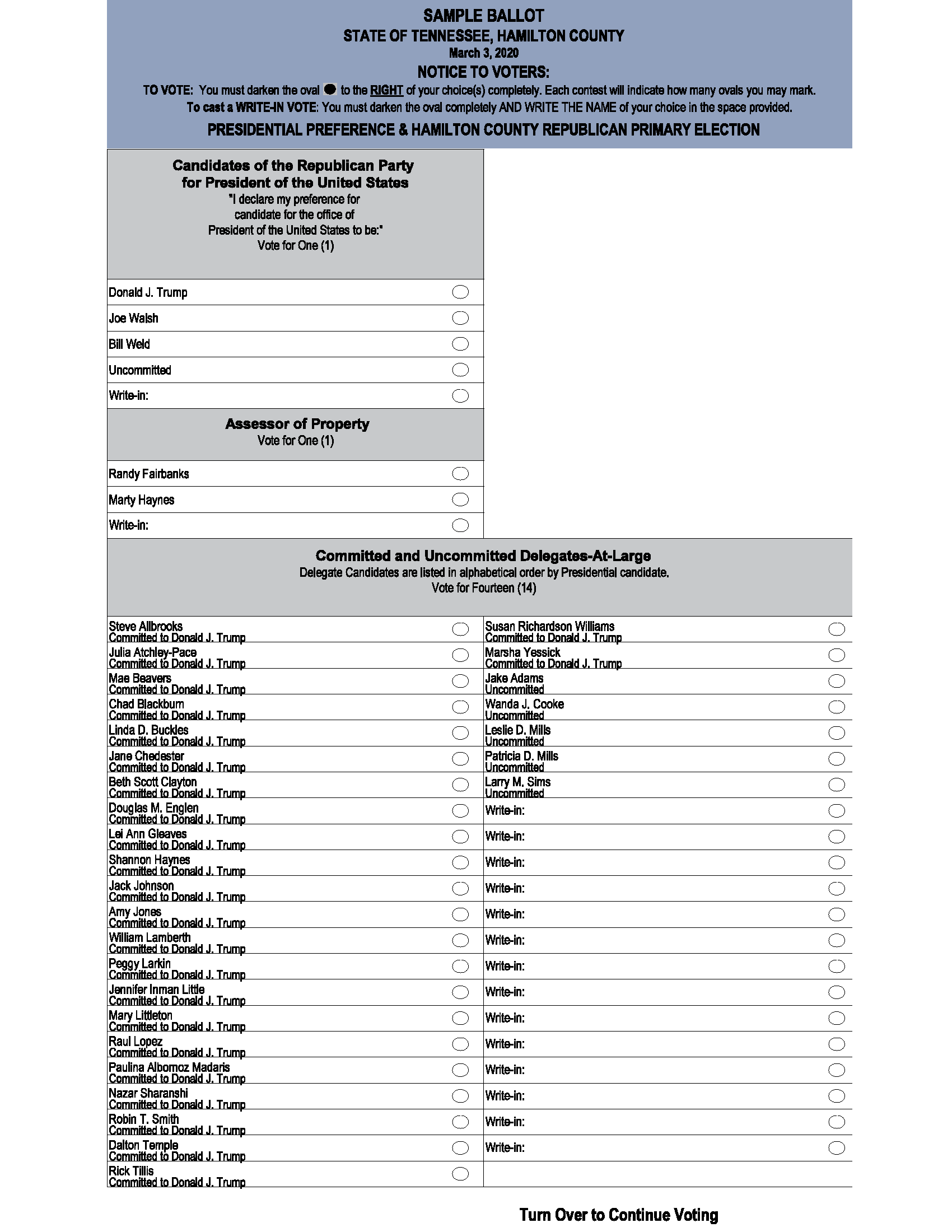 Sample Ballots